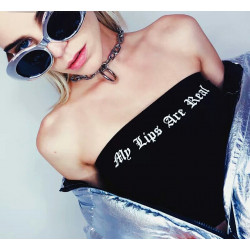 Top crop texto lips real