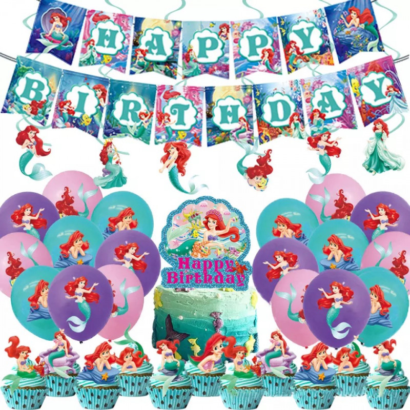 Set decoración cumpleaños La Sirenita Ariel