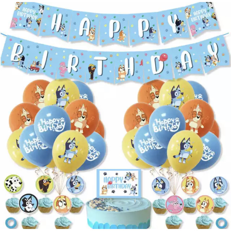 Globos Cumpleaños Decoración Bluey Bingo Kit Fiesta Temática