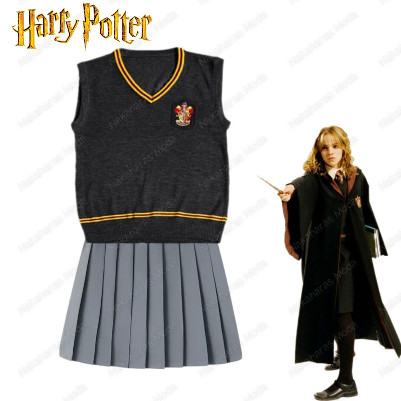 Enojado Integral blanco lechoso Disfraz Hermione chaleco falda - Harry Potter